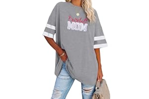 WOMFASHI Baseball Shirt Women Oversized Baseball Mom Shirt Embroidered Baseball Shirts Baseball Mama Gift Blouse