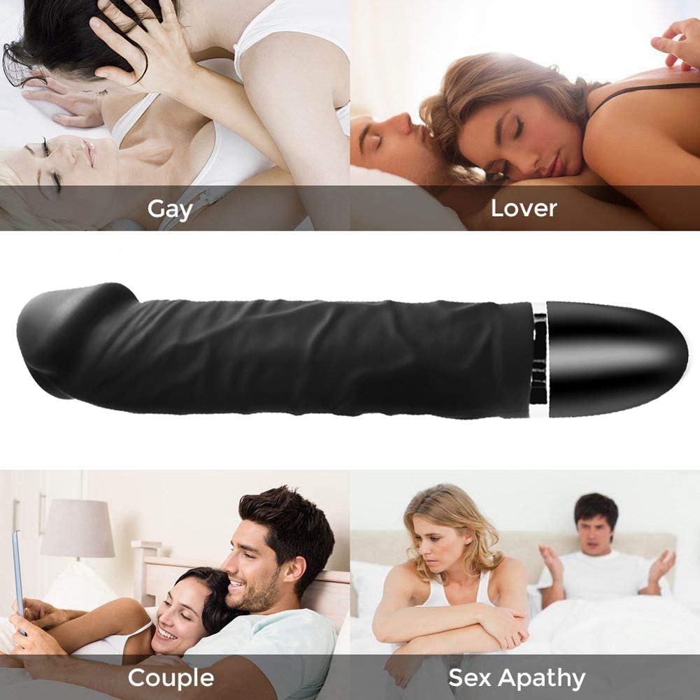 Vibratoren für Sie Klitoris und G-Punkt mit Stoßfunktion, Ultra Weich Silikon Vibratoren für Sie Leise und Stark, Massagestab für Frauen Sex Wasserdicht, USB Wiederaufladbar, Schwarz