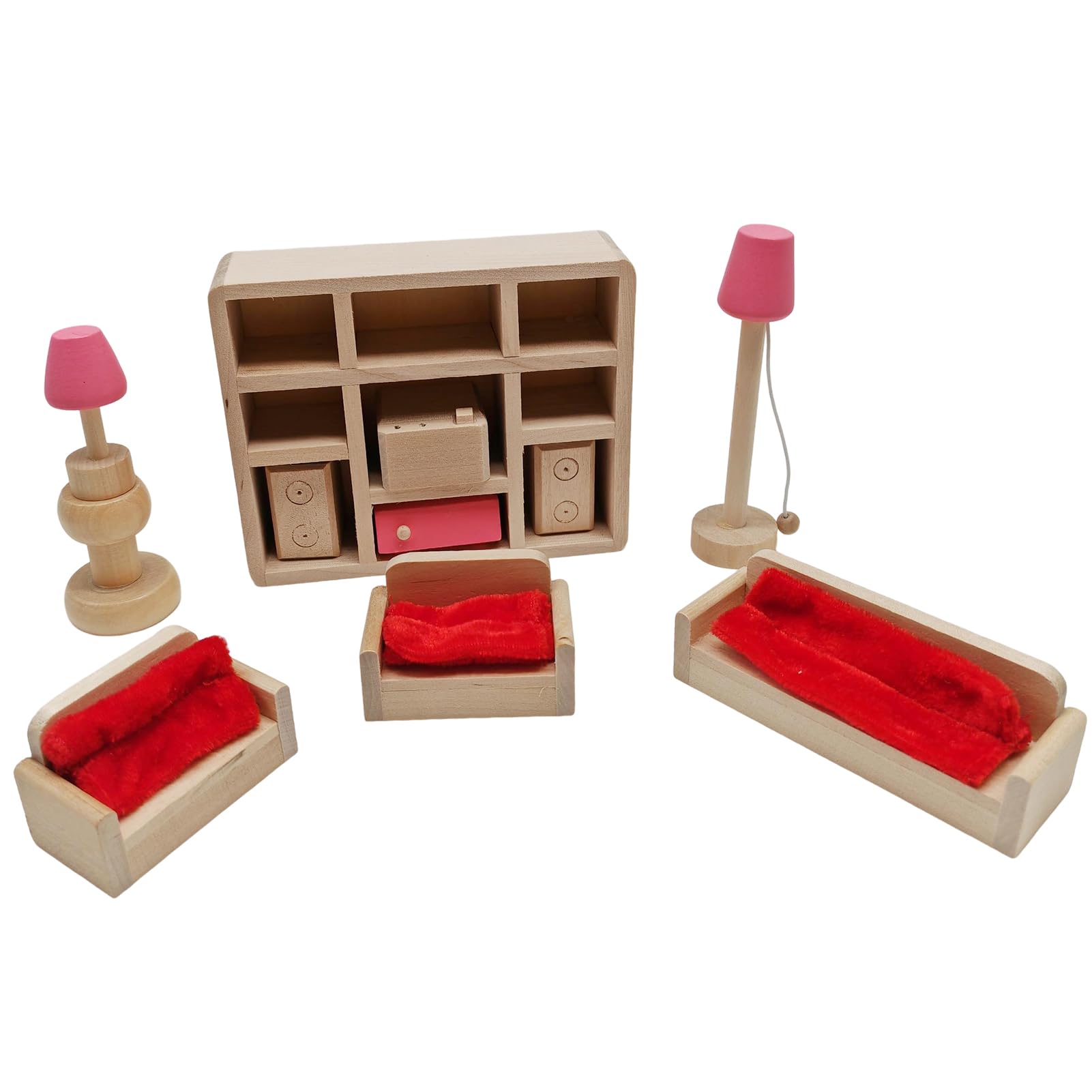 Wooden Doll House Furniture Doll House Building Blocks Mini Dollhouse for Kids Childs Gifts Family Doll House (Living room)