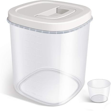Amazon Com Airtight Food Storage Container 20 Lbs Rice Container Bin With Measuring Cup Cereal Container Dispenser For Rice Flour Storage Kitchen Pantry Organization Kitchen Dining