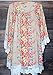 Relipop Womens Sheer Chiffon Blouse Loose Tops Kimono Floral Print Cardigan,Beige,Medium