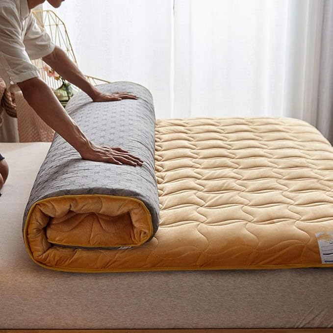 Thicken Flannel Mattress Pad,Sponge Folding Roll Up Sleep Supportive