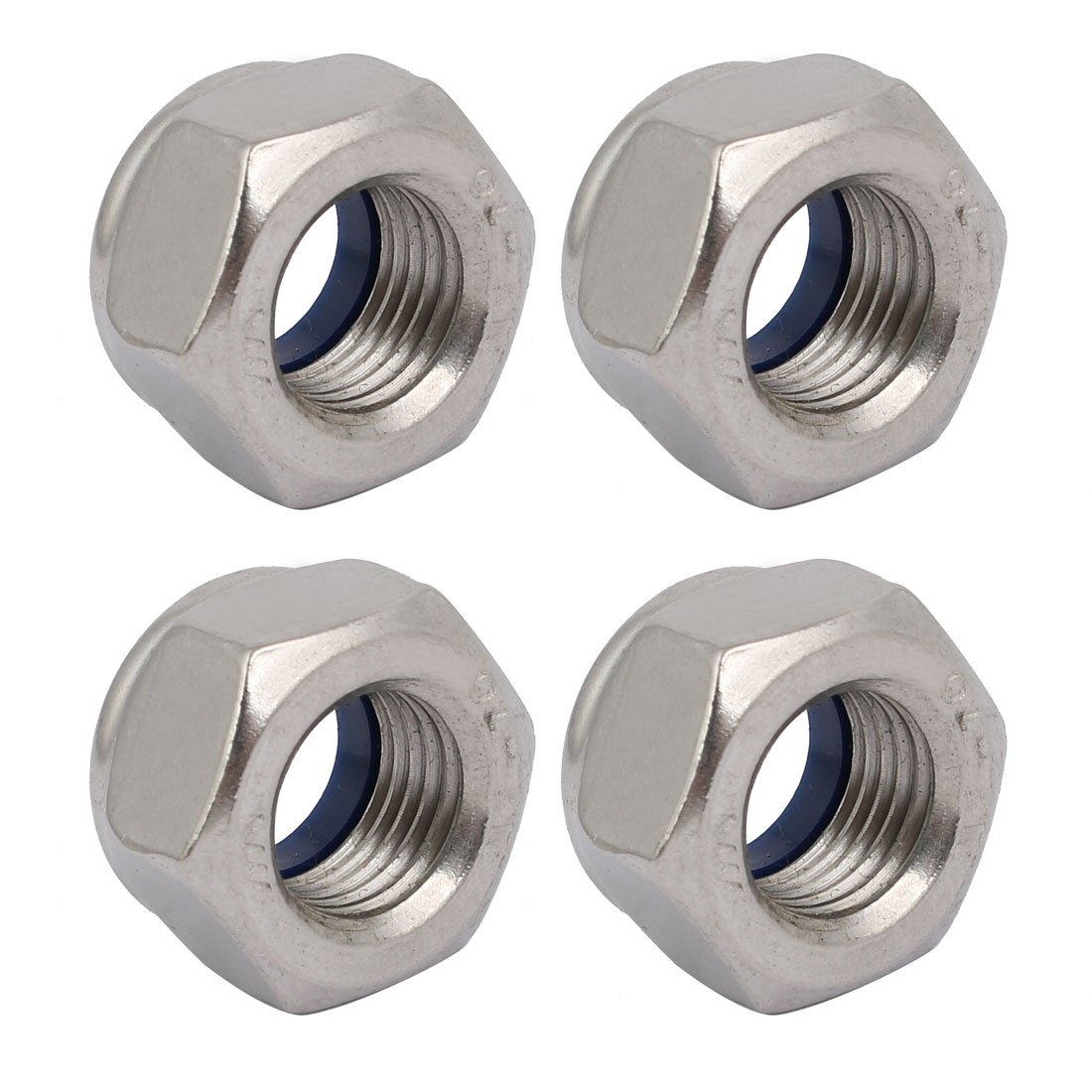 Sourcingmap 4pcs M14 x 1.5mm Pitch Metric Fine Thread 304 Stainless Steel Hex Lock Nuts
