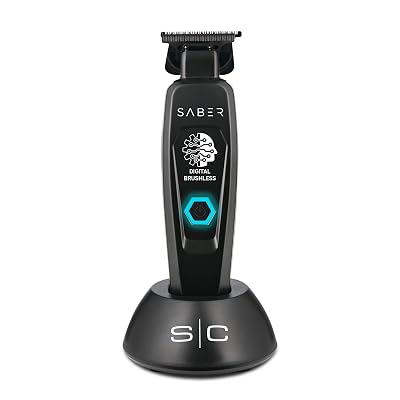 Stylecraft Saber Professional Full Metal Body Digital Brushless Motor Cordless Hair Trimmer (Black)
