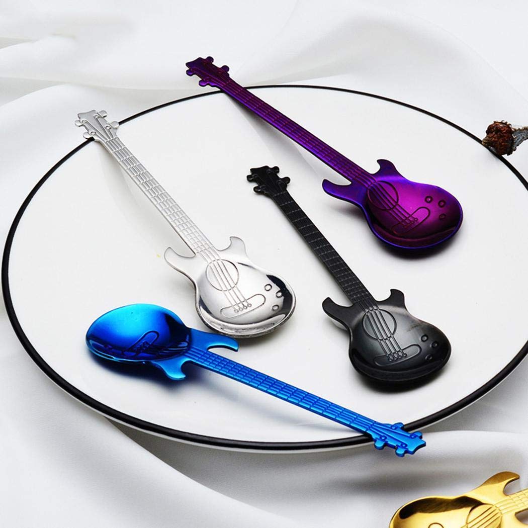 OD\'lover Creative Stainless Steel Guitar Spoon Dessert Cake Tea Coffee Spoon Kitchen Tool Spoons