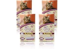 Alfapet Kitty Cat Litter box Disposable, Elastic Liners- 12-count-For Medium and Large, Size Litter Pans- With Sta-Put Technology for Firm, Easy Fit- Quick + Clever Waste Cleaners 4 pack