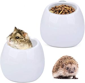 Hamiledyi Small Animal Feeding Cup Ferret Cage Removable Food & Water Dish Hamster Ceramics Food Bowl with Clamp Holder for Birds Gerbils Hedgehog - 2 PCS