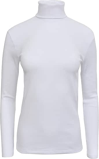BASIC COTTON Free Spirit Premium Quality 100% Brushed Cotton Women's Turtleneck Top.Made in 
