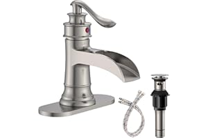 Homevacious Bathroom Faucet Brushed Nickel Waterfall Bathroom Sink Faucets with Single Handle Rustic Vanity Farmhouse RV Fauc
