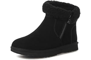Bottes de neige pour femme en daim véritable, bottes d'hiver résistantes à l'eau, chaudes, doublées de fourrure, bottines pel