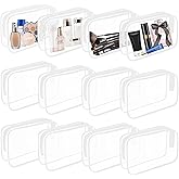 YOQIVEXU 12 Pieces Clear Cosmetics Bag, Clear PVC Zippered Cosmetic Makeup Pouch, TSA Approved Toiletry Bag for Travel, Waterproof Vinyl Plastic Organizer Case for Vacation Bathroom (White Medium)