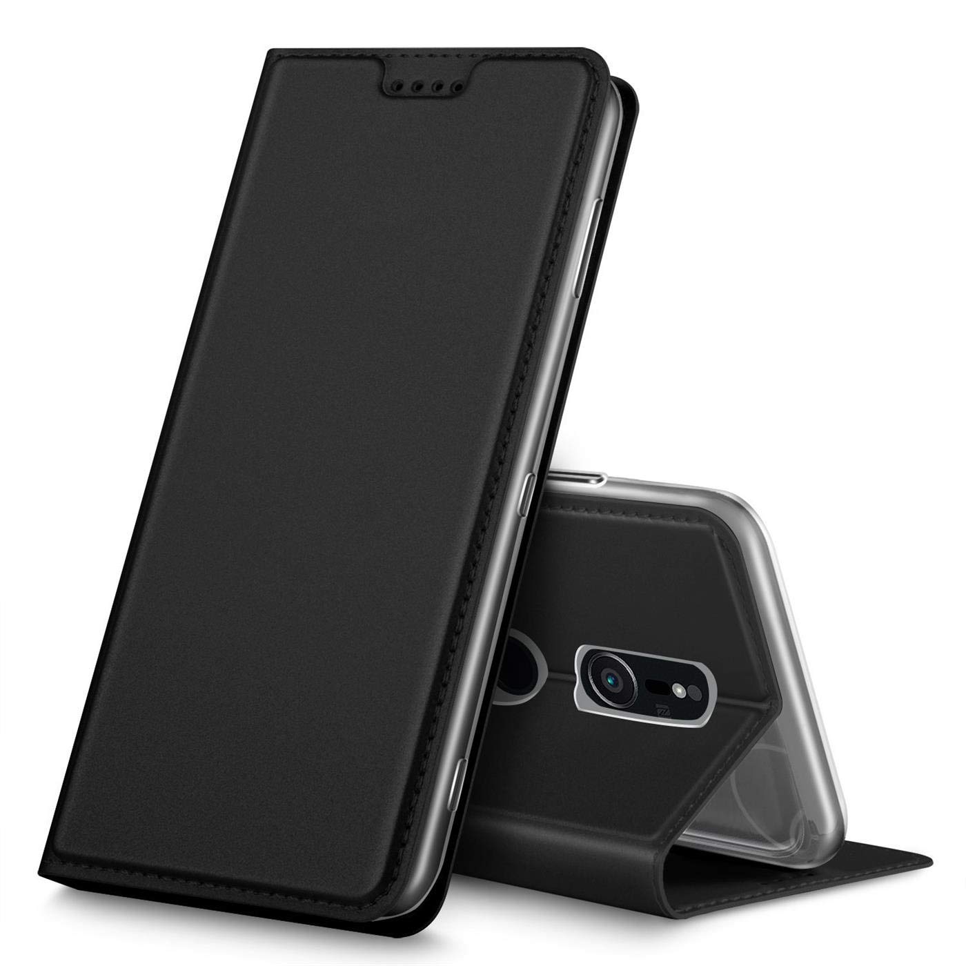 Verco Case compatible with Sony Xperia XZ3, Flip Wallet Cover with Magnetic Closure for Xperia XZ3 Phone Case - black