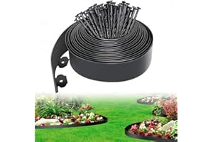 SKWIRRLE 4 in Tall Landscape Edging, 40FT Plastic Garden Border Edging with 60 Anchoring Spikes, Landscape Edging Kit for Garden, Flower Beds and Lawn (Black, 4In x 40FT)