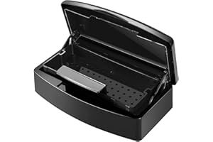 Aifeiter Nail Tool Sterilizer Box,Plastic Sterilizing Tray,The Disinfection Box for Nail Art Tools is Applicable to Nail Art Tools, Tweezers, Hair Salons, Spas and Manicure Equipment-Black