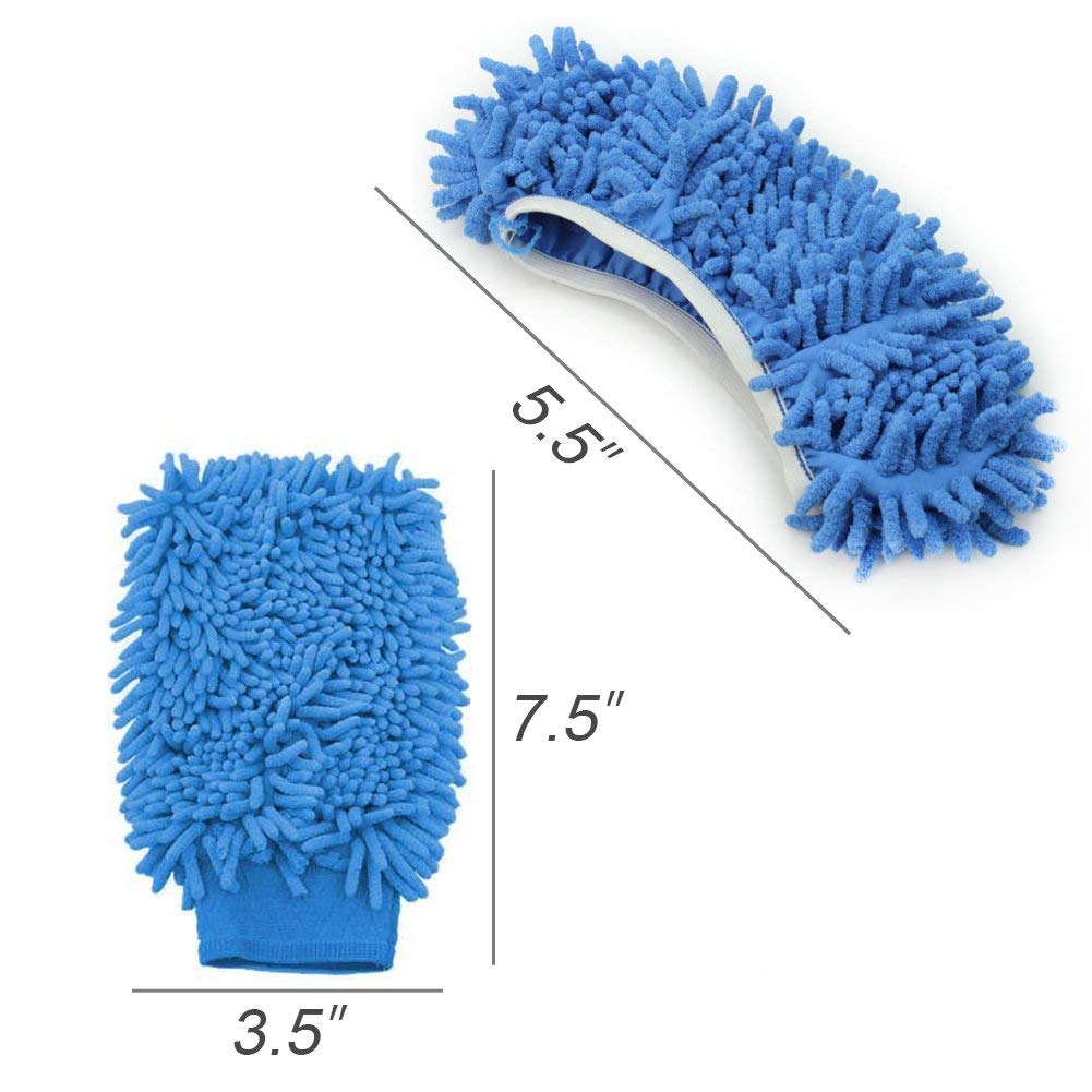 Mop Slippers Dusting Mitt, Duster Mop Slippers Shoes Cover 2 Pairs Mop Slipper Shoes Cover with 2 Pairs Chenille Microfiber Dusting Mitt Wash Mitt for Car,House,Windows Cleaning