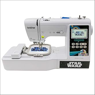 Brother Sewing and Embroidery Machine, 4 Star Wars Faceplates, 10 Downloadable Star Wars Designs, 80 Designs, 103 Built-In Stitches, 4" x 4" Hoop Area, 3.2" Touchscreen, 7 Included Feet