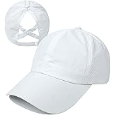 HGGE Womens Criss Cross Ponytail Baseball Cap Adjustable High Messy Bun Ponycap Quick Drying Hat