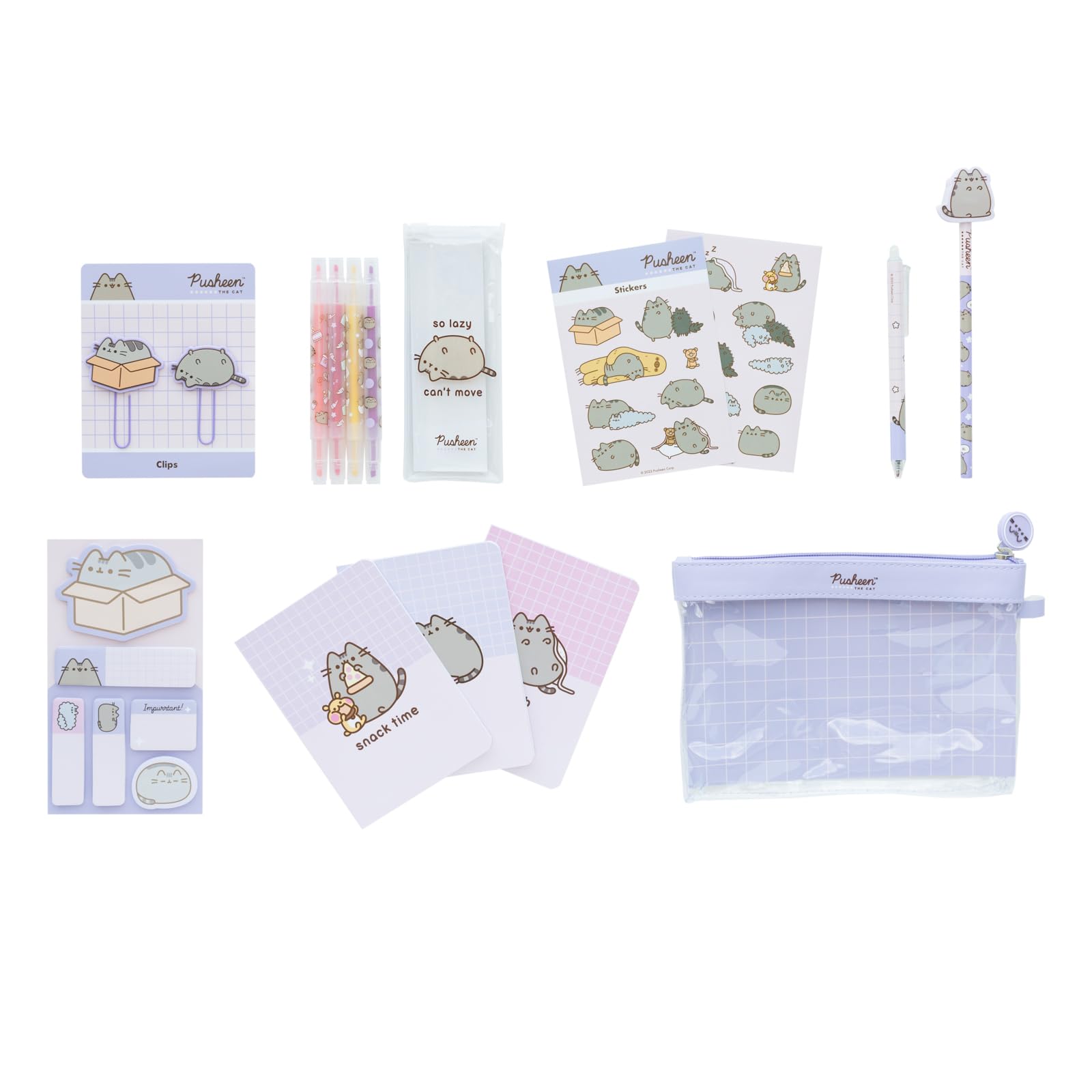 Grupo Erik Stationery Set - Pusheen Gifts For Cat Lovers | Pencil Case With A6 Notebooks, Highlighters, Sticky Notes, Paper Clips, Stickers, Pen, Pencil | Cat Stationery Gifts