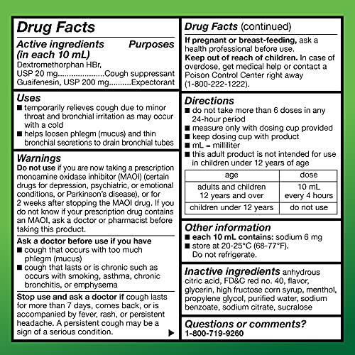 Amazon Basic Care Tussin Cough Syrup DM, Cough Suppressant and