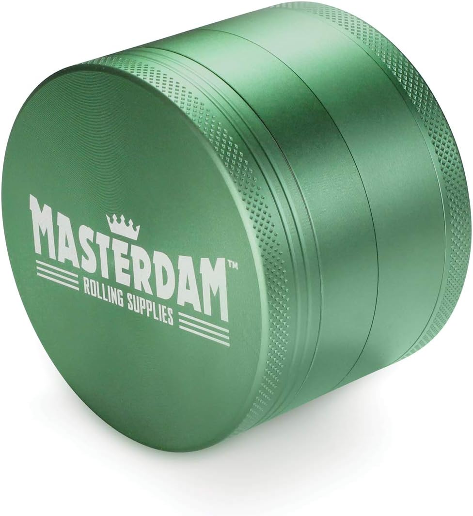 Masterdam Grinders 4-Piece Herb Grinders (Large 2.5 inch), Matte Green)