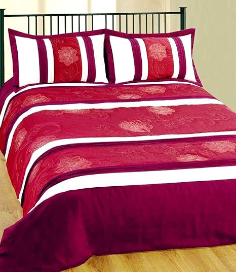 Quilted Aura Patchwork Burgundy Wine Bedspread Comforter Set