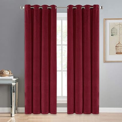 Pony Dance 96 Drop Velvet Curtains Burgundy Red Blackout Velour