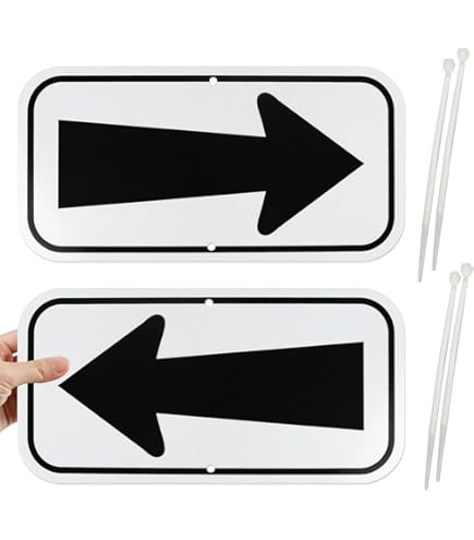 M METERXITY 4-Pack White Arrow Signs, 11.81 X 5.91 Aluminum Reflective One-way Arrow Sign For Outdoor Lawn Garden Ground Decorations, Street Sign