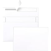 Silunkia 100 Packs Blank White Note Cards and Envelopes 4 x 6 Heavyweight Single Panel Cardstock and A4 Envelopes Printable Self Seal for Greeting Cards, Wedding Invitations, Baby Showers