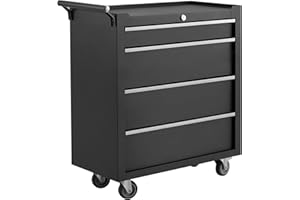 Rolling Tool Chest, 4 Drawer Tool Storage Cabinet on Wheels, Locking Toolbox Organizer with Drawer Liners, Mobile Tool Cart f