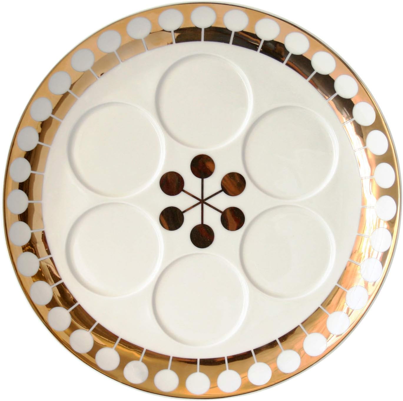 Jonathan Adler Futura Seder Plate Decal Holiday Platter, One Size, White and Gold