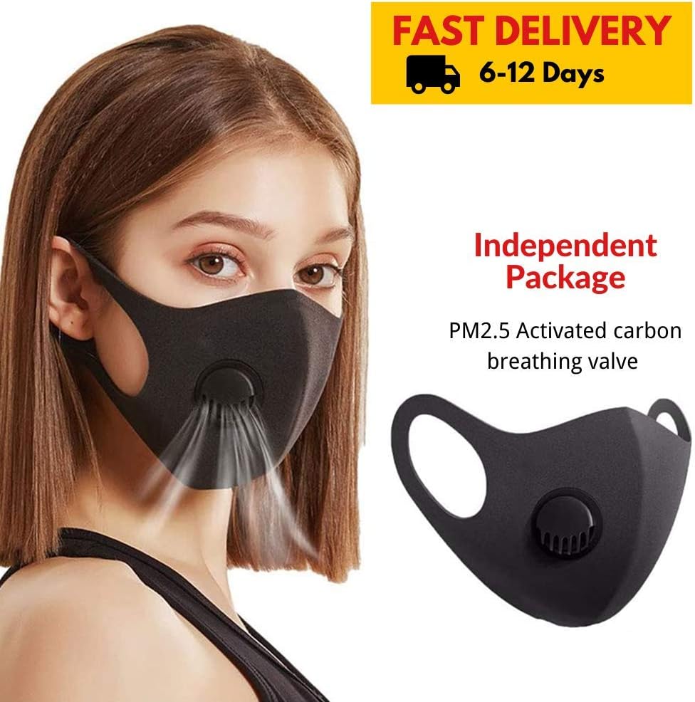 YCGSHOP Breathing Face Masks, Polymer filter sponge Face Masks Black, Washable Reusable Masks, Protection from Dust, Pollen, Pet Dander, Other Airborne Irritants