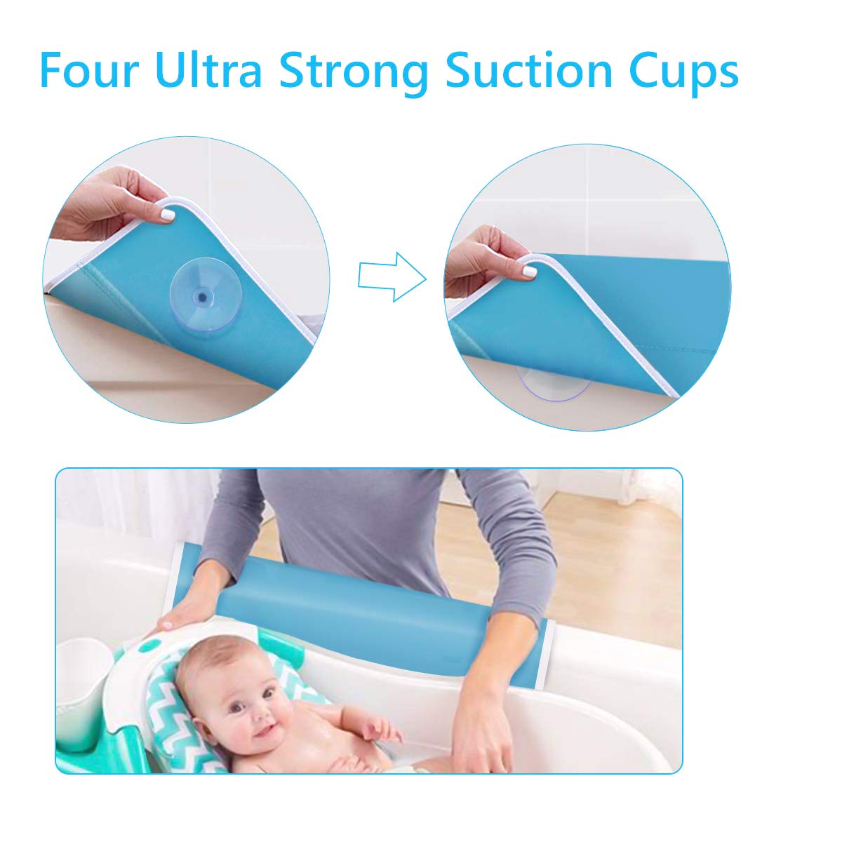 Bath Kneeler with Elbow Rest Bathtub 1.5" Thick Kneeler Mat with Toy Organizer - Bath Kneeling Pad for Baby Bath Time - Detachable and Foldable Child Bath Tub Pad for Parents- Blue : Baby