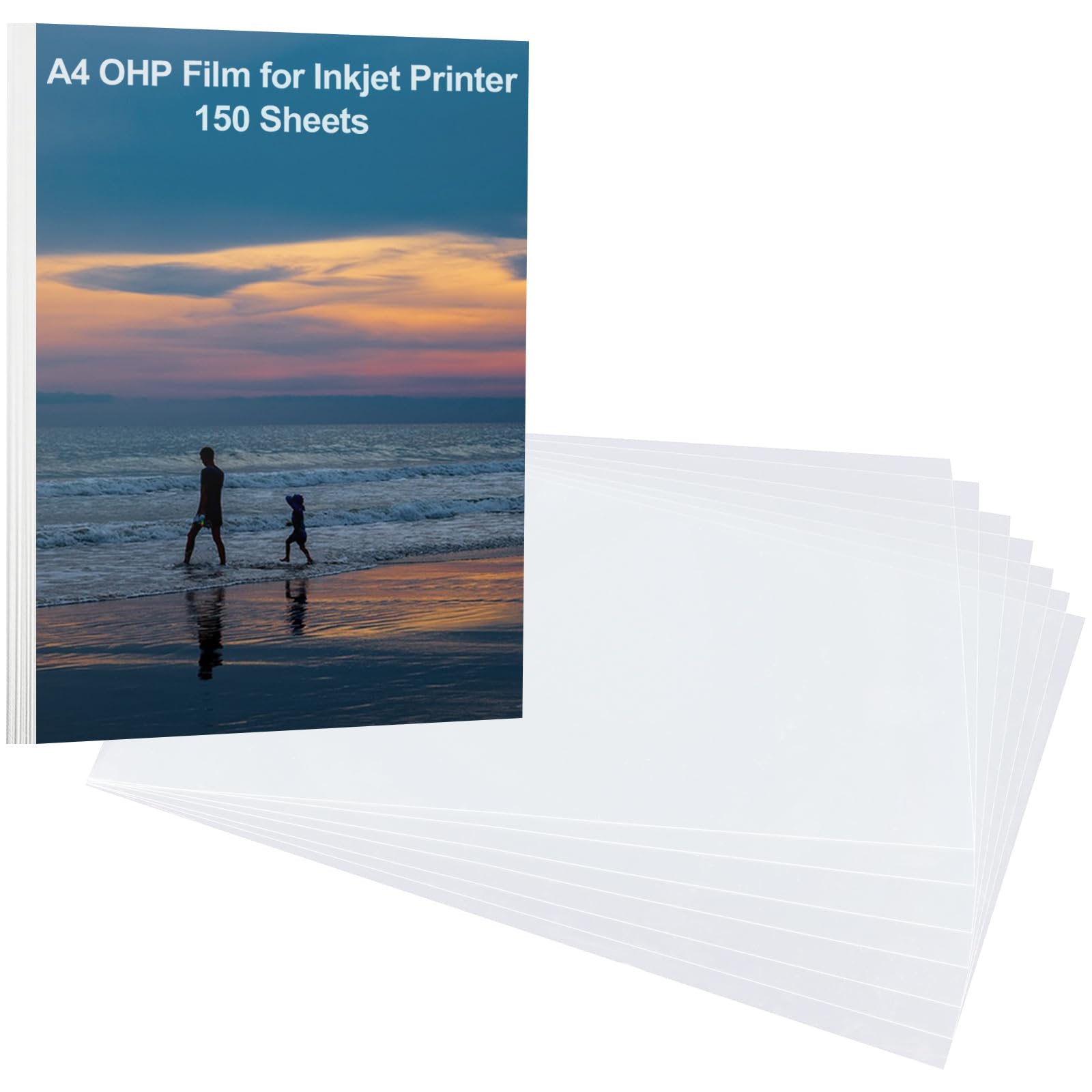 GBACHOOSE 150 Pcs A4 OHP Film Inkjet Printing, 21x29.7cm Quick Dry A4 Inkjet Transparency Film, Waterproof Clear A4 OHP Film for Inkjet Printer Overhead Projector Screen Prints