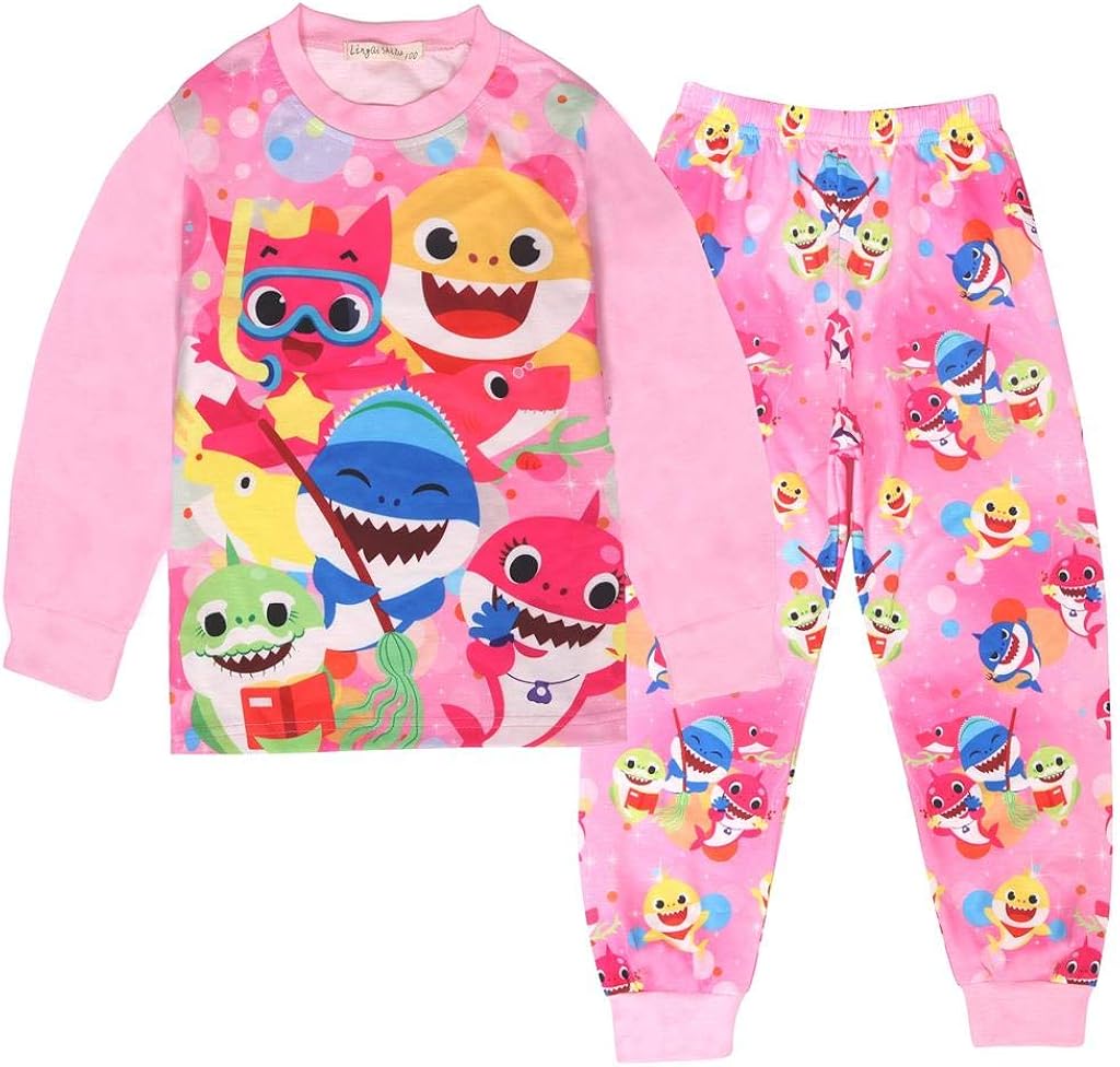 Aiwvia Toddler Boys Girls Shark Long Sleeve Pajamas Set(Pink,45 Years