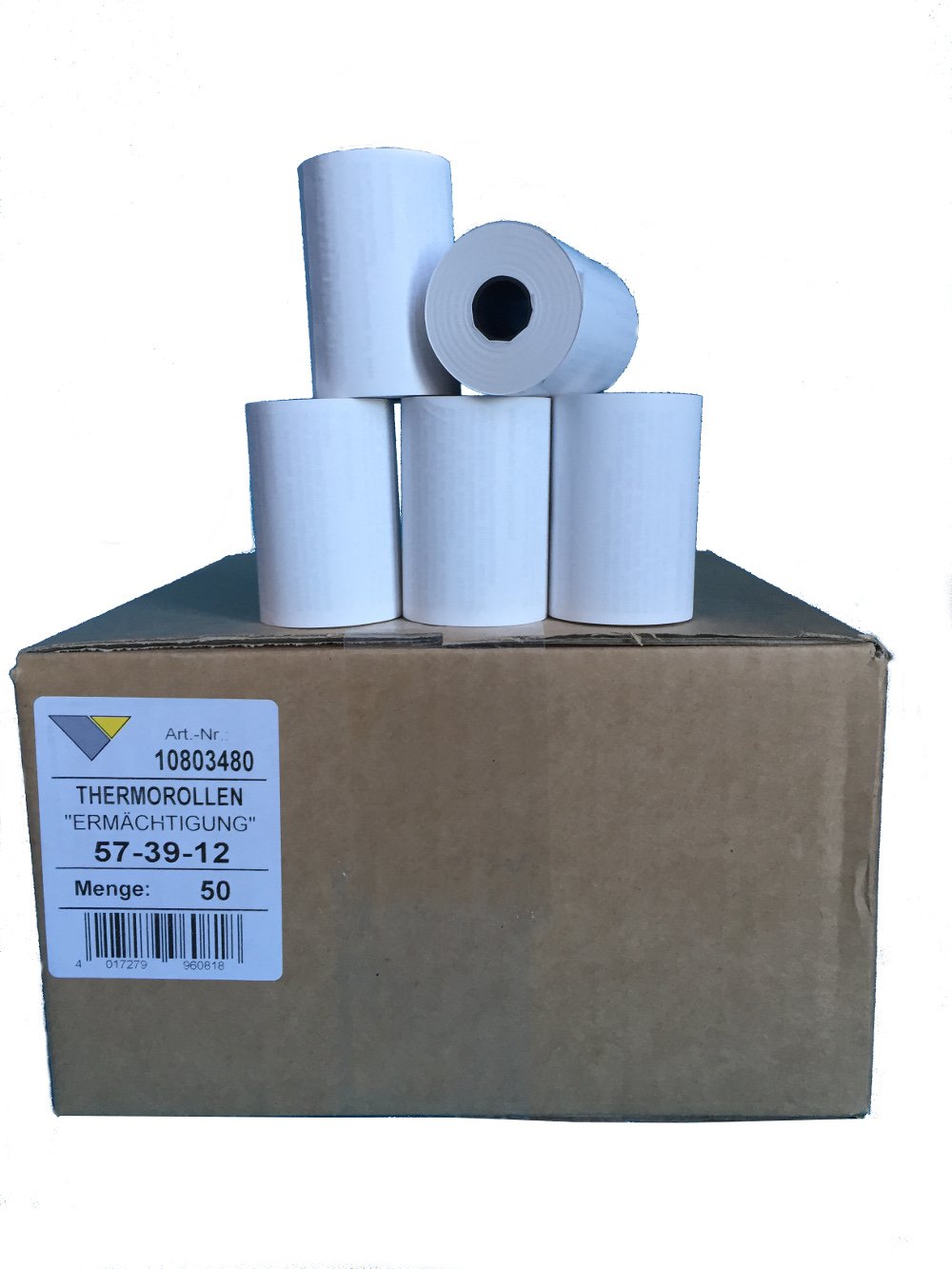 Thermal Rolls 57 mm x 39 mm x 12 mm with Direct Debit Text – Pack of 50