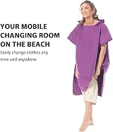 MOKANI Changing Robe Towel Poncho Microfiber with Hood Purple view 3