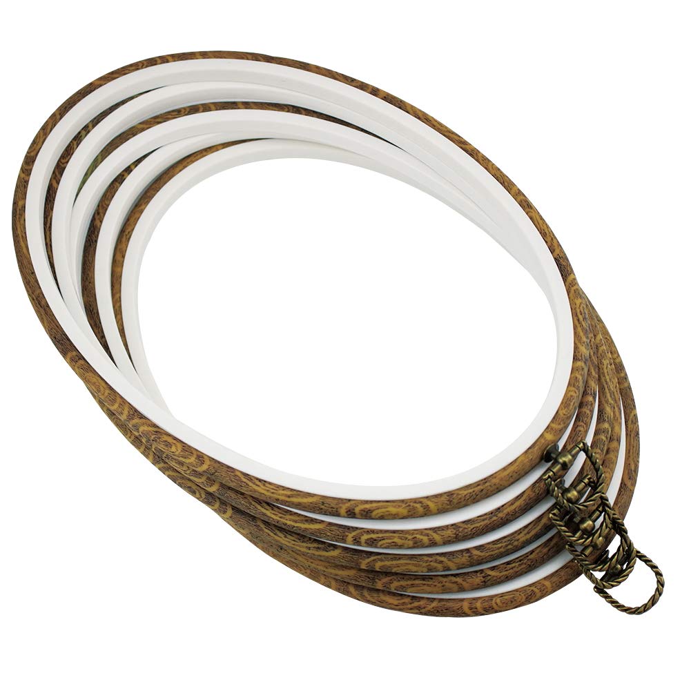 Photo 1 of 11'' Oval Embroidery Hoop for Cross Stitch,guofa 5PCS 29cm Imitated Wood Embroidery Hoops for Hanging Arts Decoration