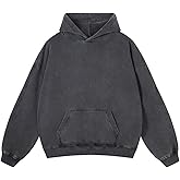Adenorah Mens Oversized Hoodies Pullover Women Fall Acid Wash Plain Preppy Hoodie Streetwear Cotton Vintage Hooded Sweatshirt