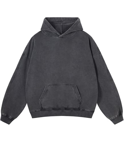 Ystävä Oversized Hoodie for Men Trendy Washed Sweatshirt for Adult