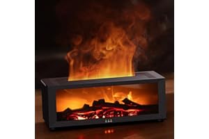 SENMUL Eseential Oil Diffuser, Fireplace Flame Oil Diffuser - Aromatherapy Aroma Humidifier, Upgrade 7 Flame Colors Noiseless 150ml Remote Control - Perfect for Bedroom Home Office (Fireplace Black)