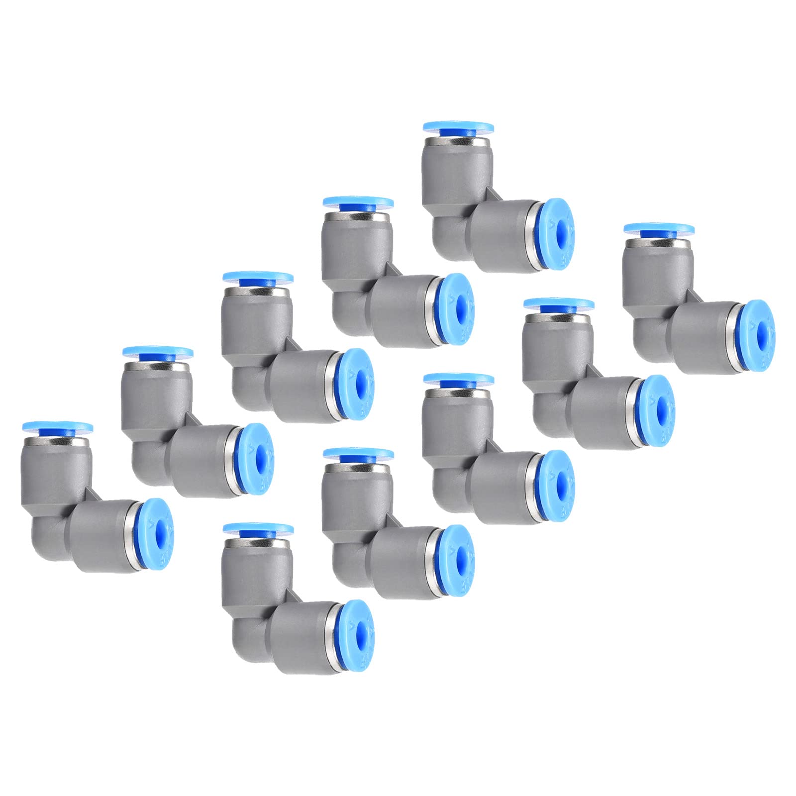 M METERXITY 10 Pack Pneumatic Air Elbow - 90 Degree Push to Connect Air Fittings Quick Connect, Apply to Pipe Connection (4mm OD, Grey)