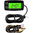 Runleader Digital Oil Water Temperature Gauge,Real-time RPM Display,Alert Temperature&RPM,Working Hours Tracking for Lawn Mower Generator Dirtbike Paramotor Outboard Motor Scooter Compressor.