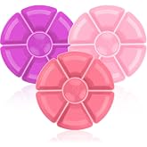 LIANGYUNZE 3 Round Plastic Serving Trays 11 Inch 7 Comp | Divided serving plates for snack, candy, nuts, dried fruit, veggies, round plastic food platter, 11 inch, 3 pieces