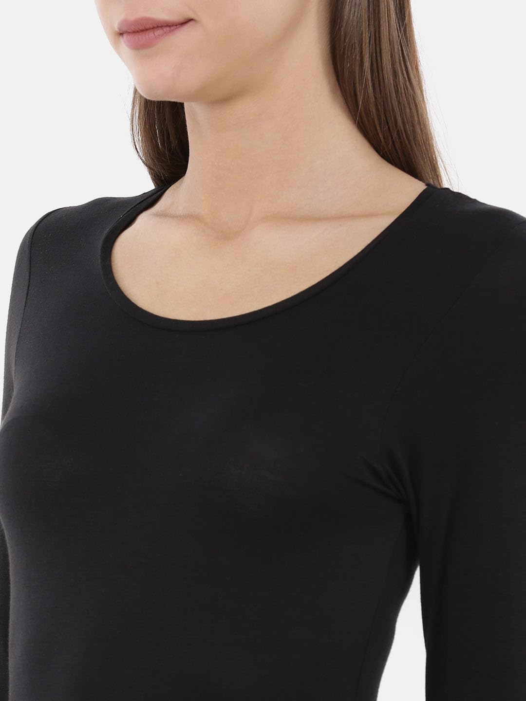 Macrowoman W-Series Women's MW3561 Regular Apparel Pattern Cotton Rich Thermal Top (MW3561_Black_Medium) 4