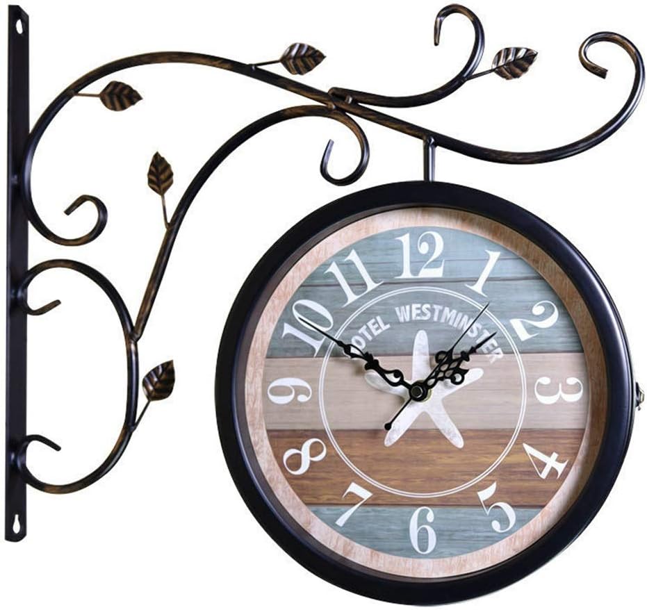Wall Clock Wall Clock Double Sided Indoor On Wrought Iron Bracket