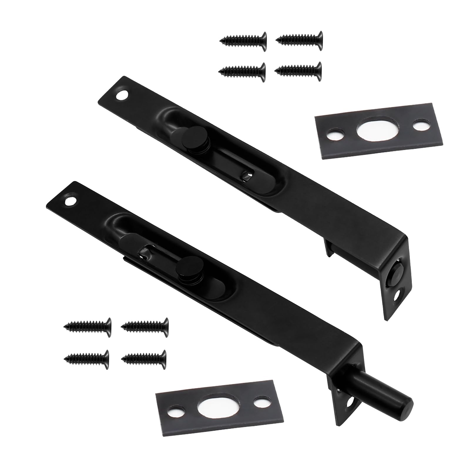 Photo 1 of Biaungdo 2 Pcs 6 Inch Door Gate Flush Bolt, Stainless Steel Flush Slide Lock Bolt Heavy Duty French Door Lock Latch Concealed Slide Lock Flush Bolt for Door(Black, Double-Open Door)