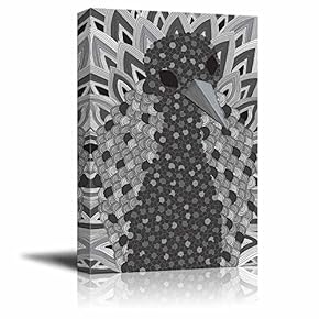 Detailed Grayscale Zentangle Patterned Peacock