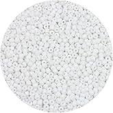 MIKIMIQI 2200pcs Glass Seed Beads Bulk, 4mm 6/0 Pony Beads Bulk for Jewelry Making Mini Spacer Beads Loose Beads Craft Small Glass Seed Beads for DIY Bracelet Wrist (White)