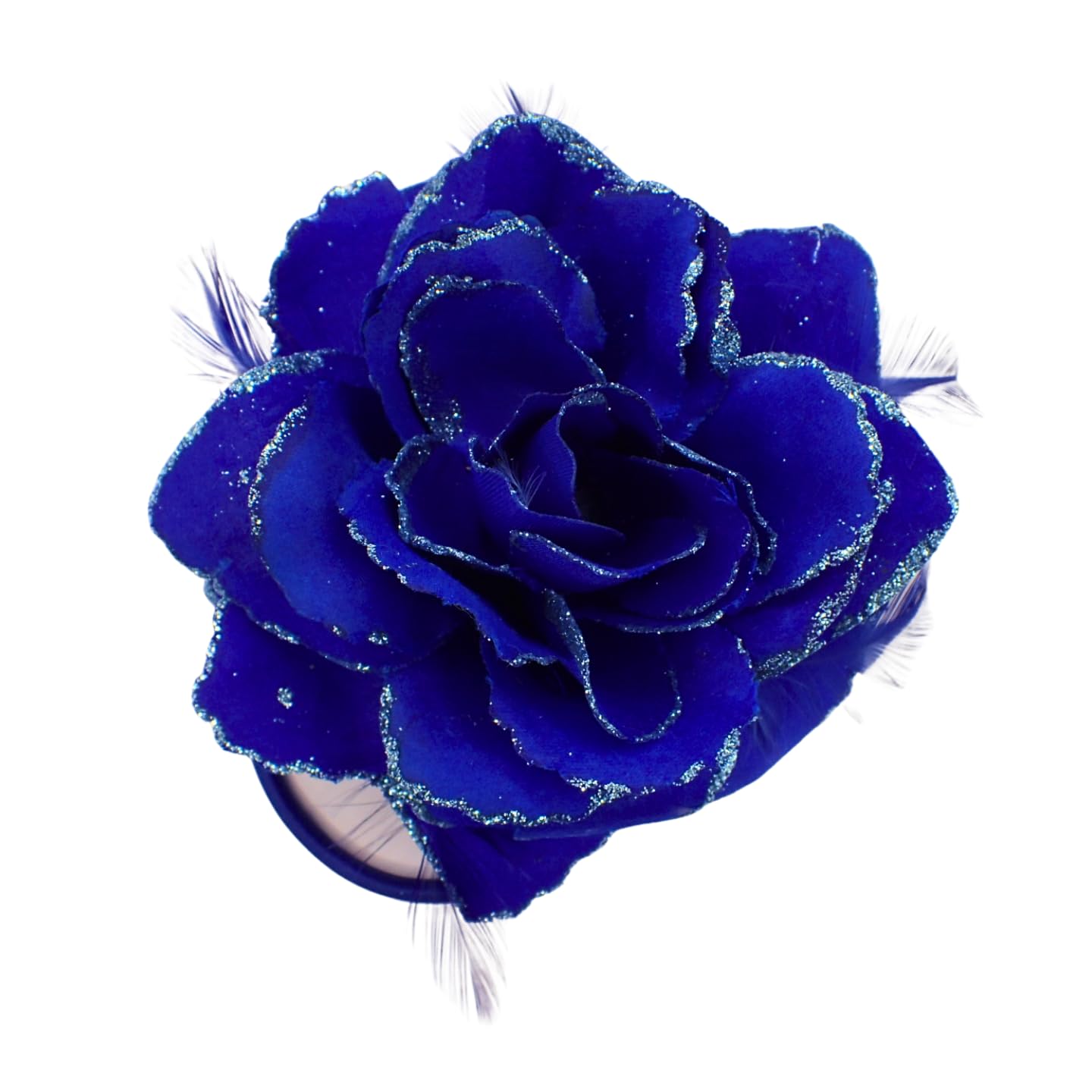 Topkids Accessories Rose Flower Hair Clip Hairband Floral Corsage Fascinator Hair Band Aligator Beak Grip for Women & Girls Wedding Prom Party Special Occasion (Royal Blue)