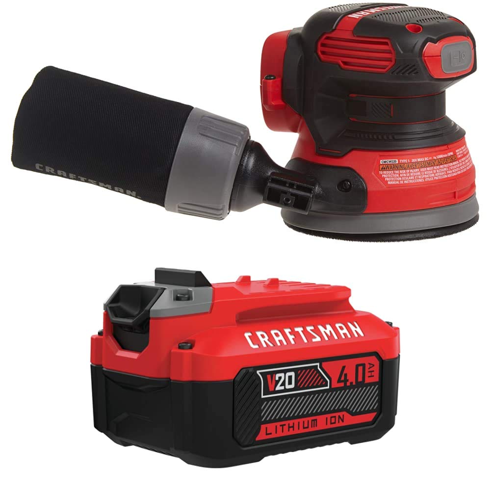 CRAFTSMAN V20 Random Orbit Sander with Lithium Ion Battery,